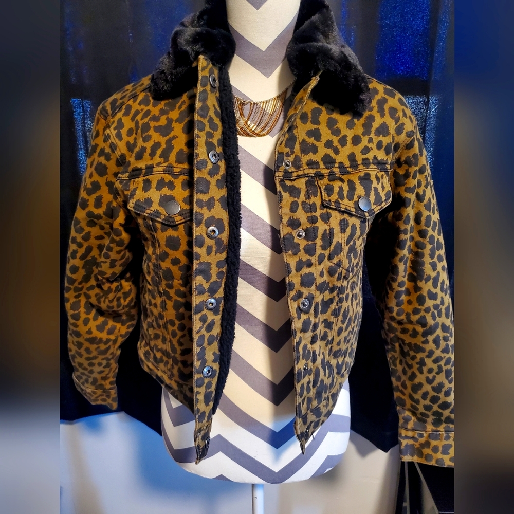 Cheetah Animal Print Jean Jacket